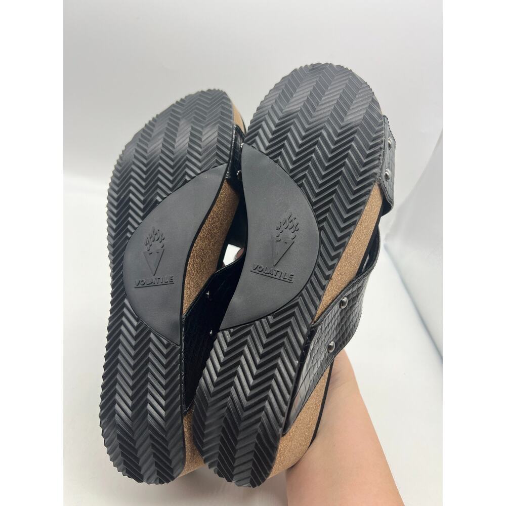 Volatile Riverside Platform Wedge Sandals Y2K Streetwear Black Faux Leather 11 - Picture 4 of 8